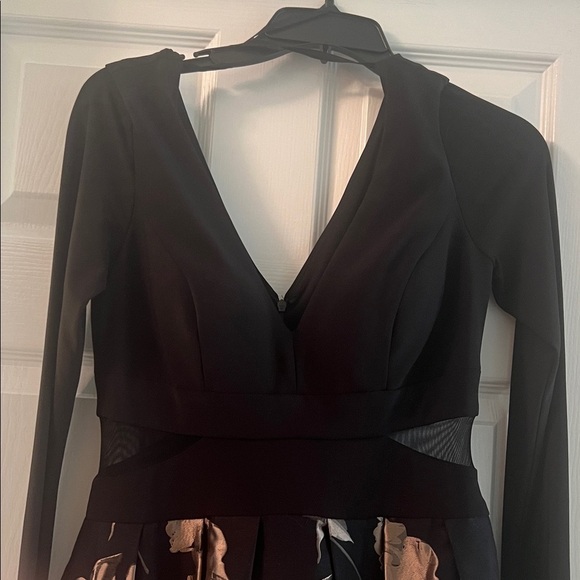 Xscape Black and Gold Long Sleeve Dress - Picture 2 of 12
